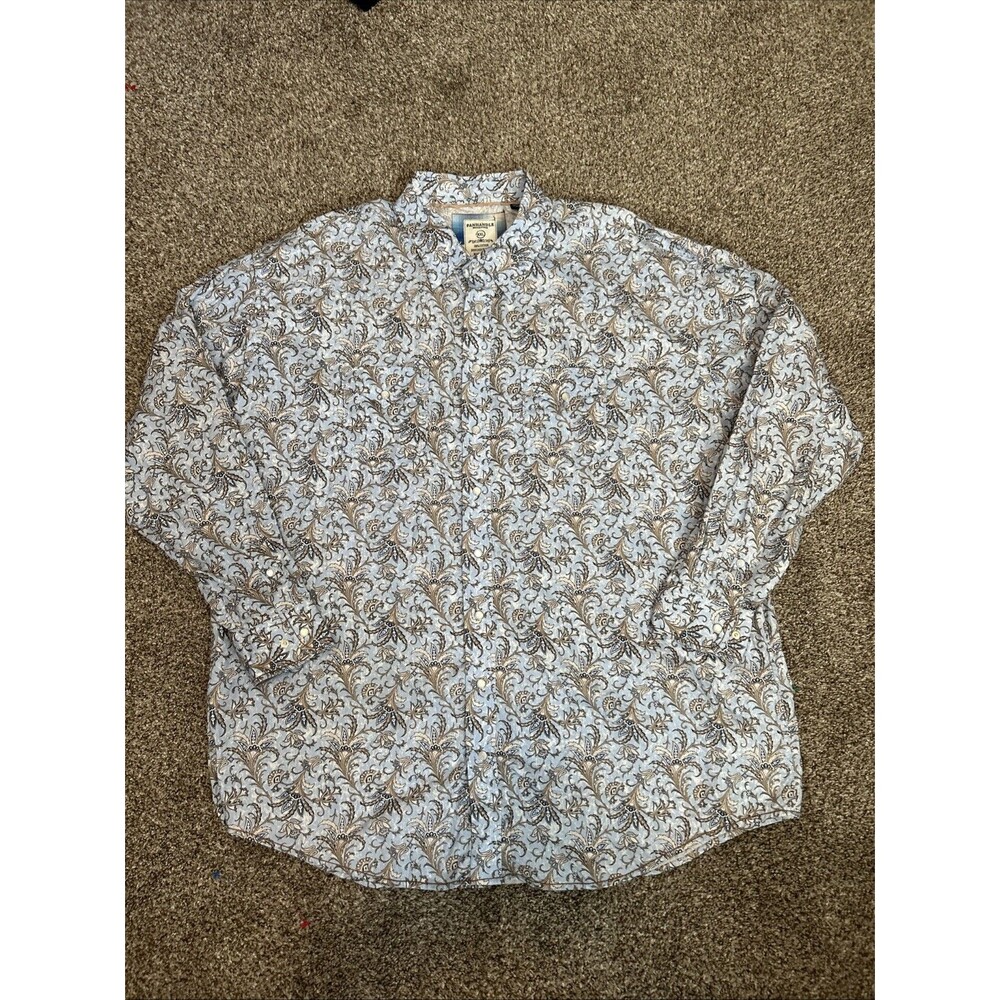 Panhandle Rough Stock Western Shirt Mens 2XL Paisley Pearl Snap Blue